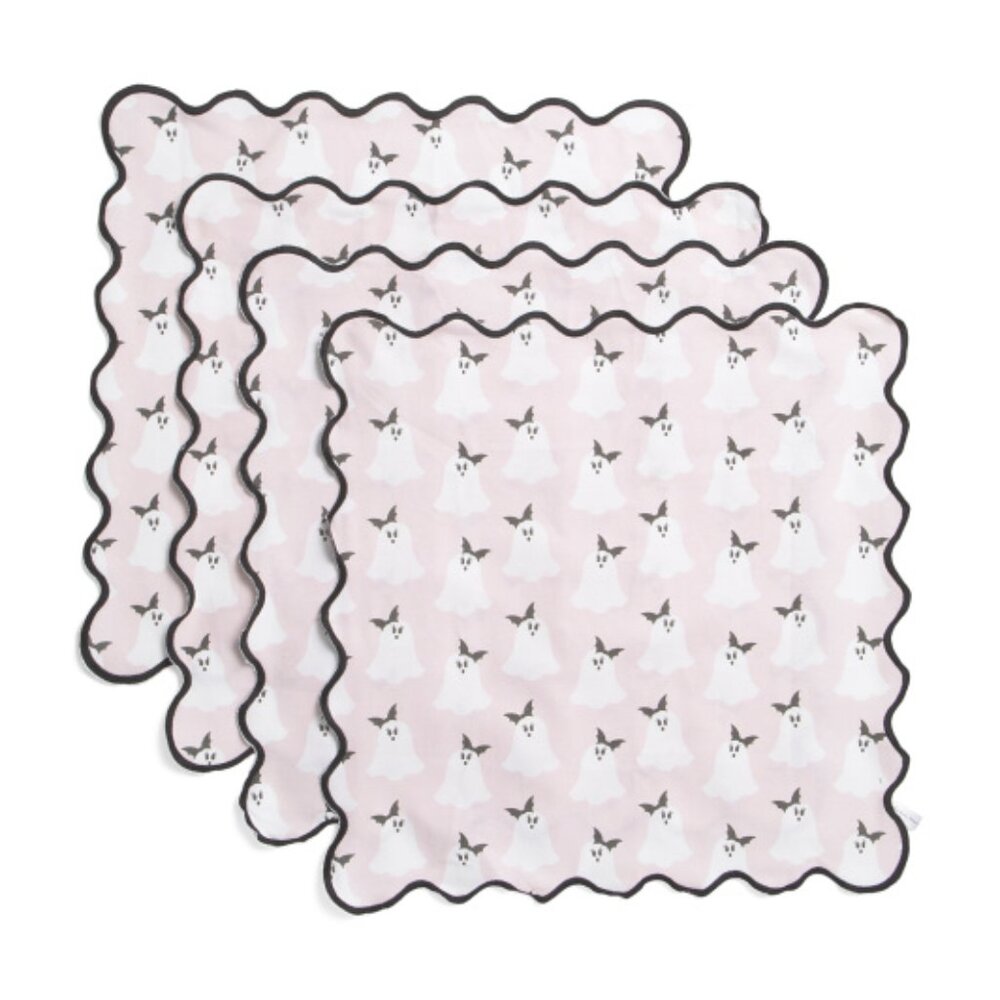LONDON KAYE Set Of 4 Pretty Ghost Napkins, NEW